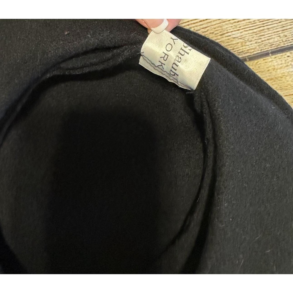 Vintage Lisa Shaub New York Black Felted Wool Hat Beret Hat Tb12 - Picture 3 of 6